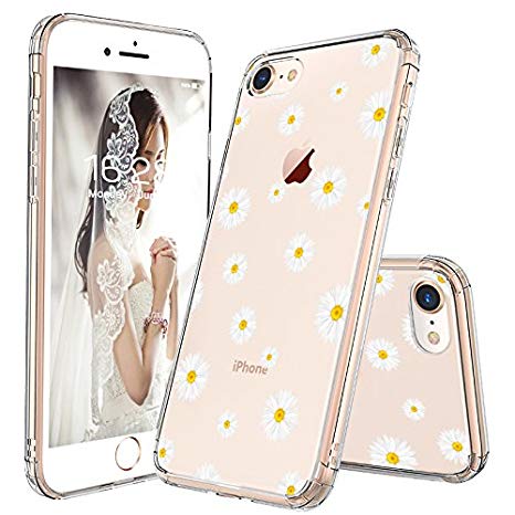 iPhone 8 Case, iPhone 7 Clear Case, MOSNOVO Daisy Floral Flower Clear Design Printed Plastic Hard Back Case with TPU Bumper Protective Case Cover for Apple iPhone 7 (2016) / iPhone 8 (2017) (4.7 inch)