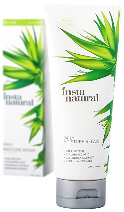 InstaNatural Daily Moisture Repair - Organic & Natural Facial Moisturizer For Face, Hands & Neck - Hydrate & Defend Against Dry Skin - Replenishing Formula With Shea Butter & Hyaluronic Acid - 3.4 oz