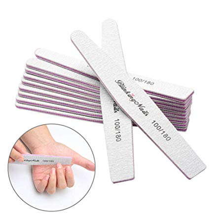 Nail Files and Buffers 100/180 Grit Professional Nail Files for Natural Nails,Double Sides Washable Block Disposable Nail Files for Acrylic Nails