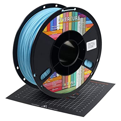 OVERTURE Matte PLA Filament 1.75mm with 3D Build Surface 200mm × 200mm 3D Printer Consumables, 1kg Spool (2.2lbs), Dimensional Accuracy  /- 0.05 mm, Fit Most FDM Printer (Light Blue)