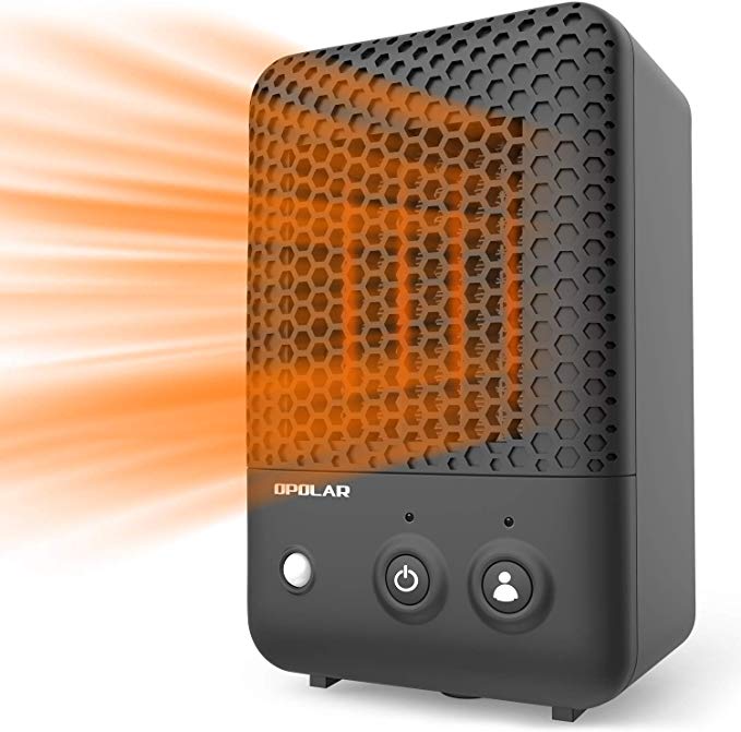 600W Ceramic Space Heater with Infrared Human Sensor, Fast Heating for Small and Middle Rooms, Office Floor, Desk or Other Indoor Space, Powerful and Portable, ETL Approved
