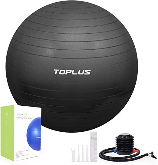 TOPLUS Exercise Ball, Gym Ball Supports 2200lbs Yoga Ball Anti-Burst & Extra Thick, Swiss Ball with Quick Pump Birthing Ball for Yoga, Pilates, Fitness, Pregnancy & Labour