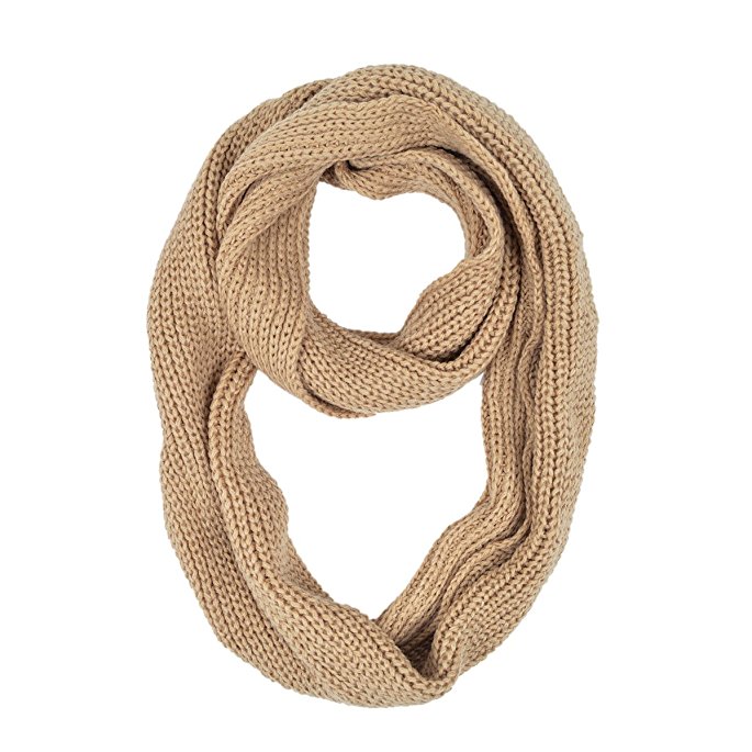 Premium Winter Solid Color Knit Infinity Loop Circle Scarf - Different Colors