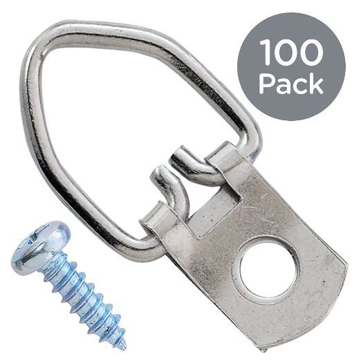 Homedone D Ring Picture Hangers 100-Pack Heavy Duty with Screws