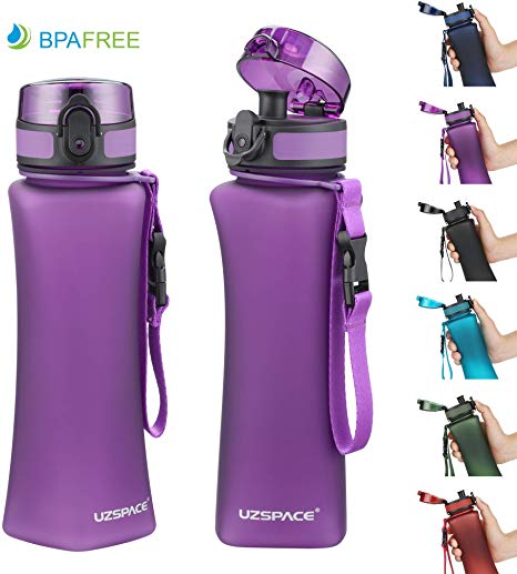 UZSPACE Fitness Water Bottle 500ml 17oz BPA Free, Eco-Friendly and Reusable with Leak-Proof Lid for Fitness Gym Yoga Running Sports