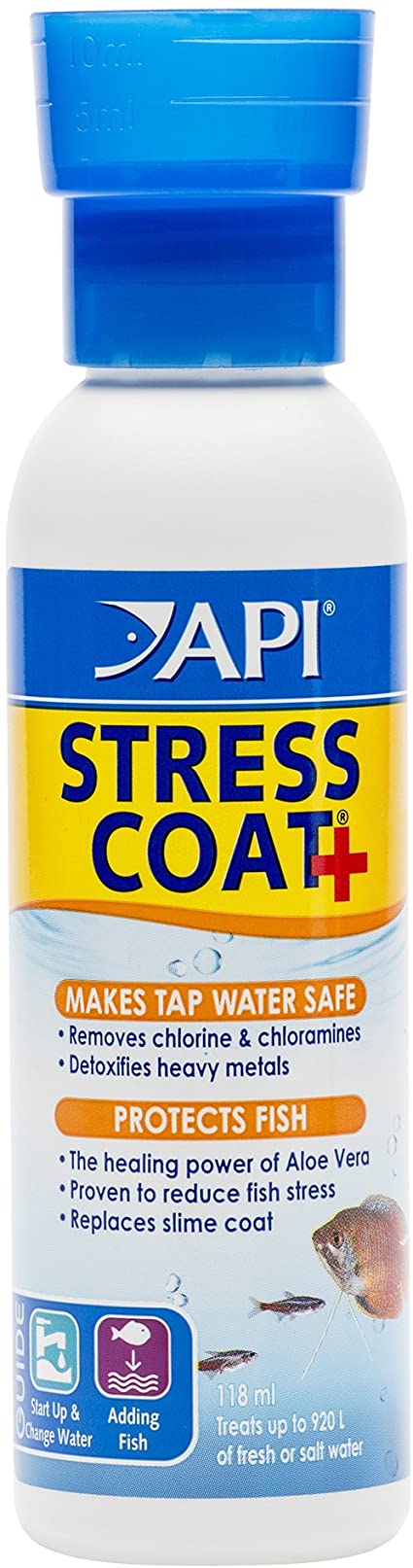 API Stress Coat Water Conditioner, Makes tap Water Safe, Replaces fish's Protective Coat Damaged by handling or Fish Fighting, Use When Adding or Changing Water, Adding Fish and When Fish are Injured
