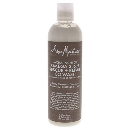 Shea Moisture Sacha Inchi Oil Omega-3-6-9 Rescue & Repair Co-Wash Cleanser & Condition for Unisex, 12 Ounce