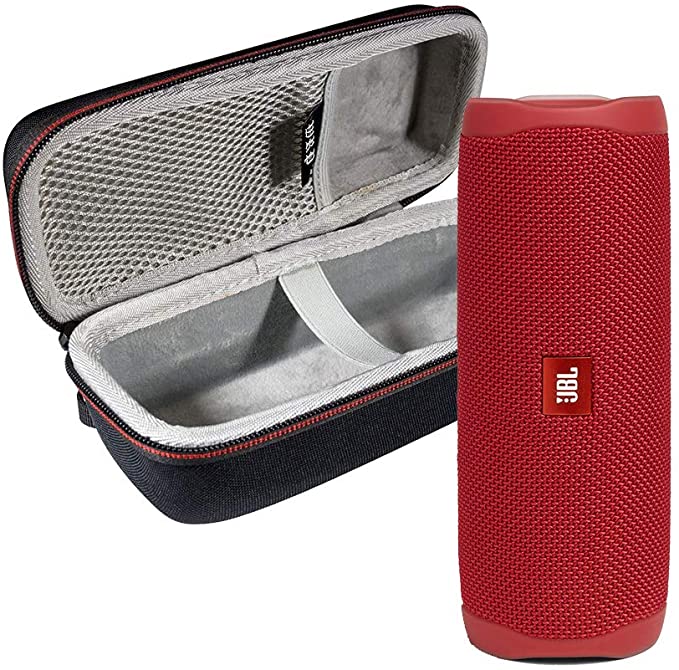 JBL FLIP 5 Portable Speaker IPX7 Waterproof On-The-Go Bundle with WRP Deluxe Hardshell Case (Red)