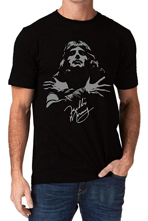 UD Gate Freddie Mercury Queen Band Autograph Sign Men's T-Shirt
