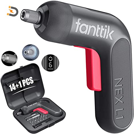 TACKLIFE fanttik Electric Screwdriver with Digital Display, 6 N.m Max, 0-200rpm, Cordless Screwdriver. Front LED, 1/4'' Intelligent Shark Chuck, 2000mAh, USB-C, 14pcs Screwdriver Bits - L1 Pro (Gray)