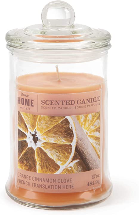 Darice Orange Jar Candle Cinnamon Clove, 17 Ounces