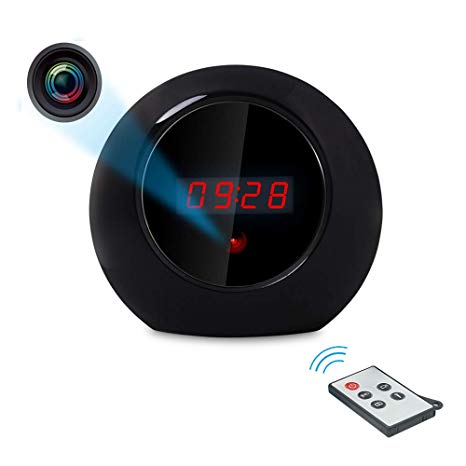 Hidden Camera Alarm Clock [2019 Upgraded Version]-Motion Activated Video Recording Remote Control Security Camera Nanny Cam Black