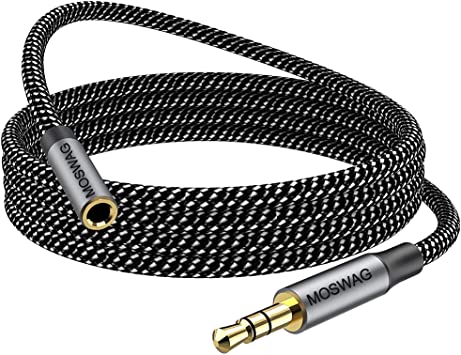 MOSWAG 3.5mm Extension Cable 6.6FT/2Meter Audio Male to Female Stereo Extension Adapter Nylon Braided Cord Compatible for Home/Car Stereos Smartphones Headphones Tablets Media Players and More