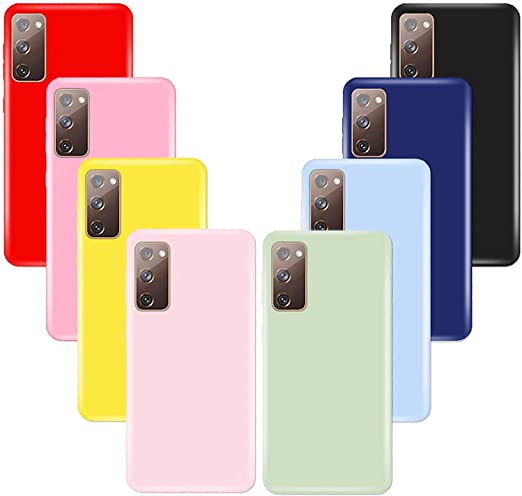 (8 Pack) for Samsung Galaxy S20 FE 5G / S20 Fan Edition Case, Silicone Shell Shockproof Phone Case Cover for Samsung Galaxy S20 FE, Red, Light Pink, Yellow, deep Pink,Sky Blue,Purple,Blue, Black