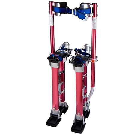 Aluminum Tool Stilts 24" to 40" Adjustable Inch Drywall Stilt for Taping Painting Painter Taping Red