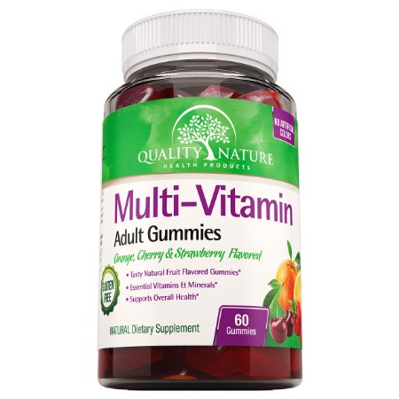 Daily Multivitamin - Kosher Gummies for Adults - Contains Essential Vitamins and Minerals - Supports Overall Health - Vitamins A C D E B-6 B-12- Folic Acid Biotin Pantothenic Acid Iodine Zinc- Orange Cherry and Strawberry Flavored- 60 Gummies - Gluten Free - No Artificial Colors - Pareve and Halal Certified