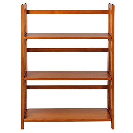 Casual Home  3 Shelf Folding Stackable Bookcase, Honey Oak