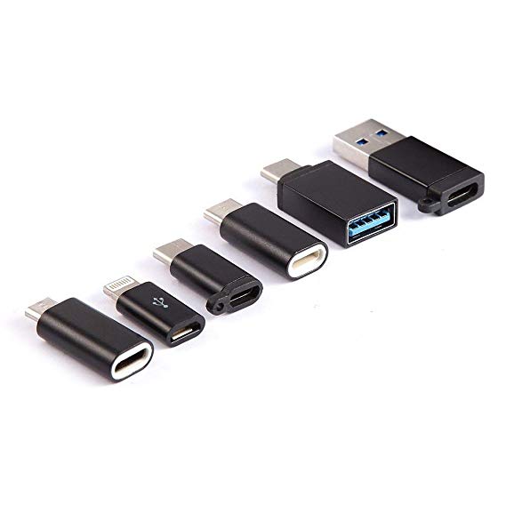 USB C Adapter,Type C Adapter, High-Speed USB Type C to USB 3.0 Adapter,USB Type C to Micro USB, Pack of 6-Black