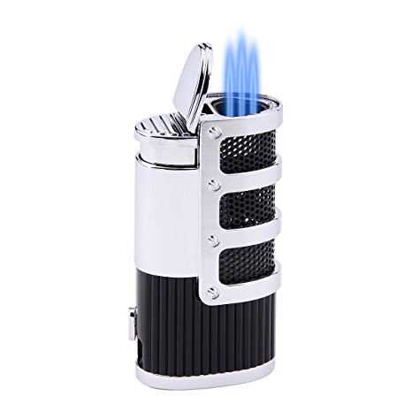 Jet Flame Torch Triple Butane Cigarette Gas Cigar Lighter With Gift Box (Black 1)