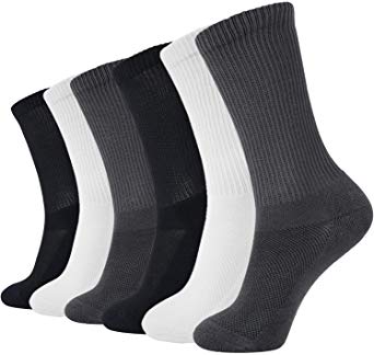MD 6 Pack Soft Mens and Womens Bamboo Crew Socks Smell Control Cushioned Dress Casual Socks