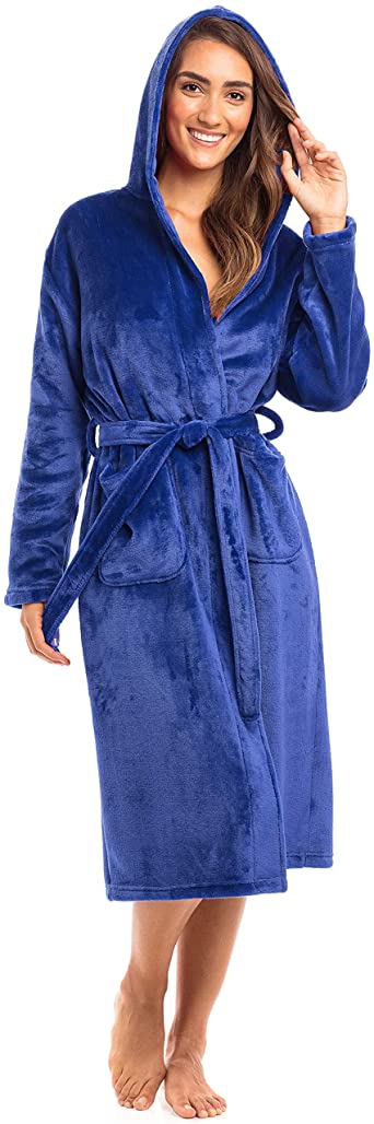 Thread Republic Spa Collection Plush Fleece Robe w/Hood Luxurious Warm Bathrobe