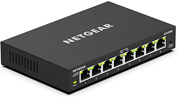 Netgear 8-Port Gigabit Smart Managed Plus Switch, Black, GS308E-100AUS