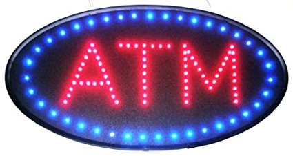 Ultra Bright Open Led Neon Business Motion Light Sign. On/off with Chain 19101 (Oval ATM S86)
