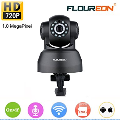 FLOUREON 720P Wireless Security IP WIFI Camera Pan/Tilt Baby Pet Monitor Cams 2.4GHZ Network P2P Night Vision Motion Detect Phone APP Control for Remote Access and View /Video Record(Black)