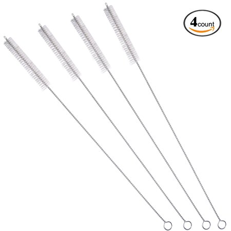 GFDesign Drinking Straw Cleaning Brushes Set 12" Extra Long 12mm Extra Wide Pipe Tube Cleaner Nylon Bristles Stainless Steel Handle - 12" x 1/2" (12mm) - Set of 4