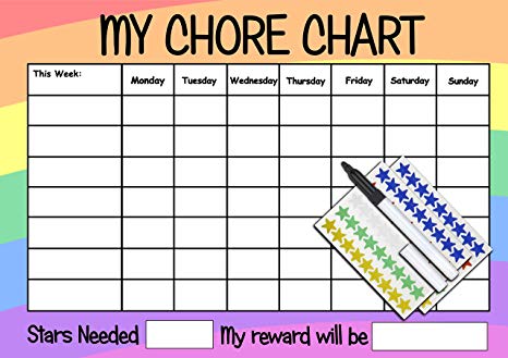 Happy Learners Children's Re-usable Rainbow Chore Reward Chart, 90 Stickers & Wipe Clean Pen, Magnetic option