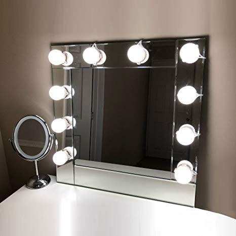 Lvyinyin Vanity Lights Kit Hollywood Style Makeup Light Bulbs with Stickers Attached to Bathroom Wall Or Dressing Table Mirrors, with Dimmable Switch and Power Plug, Daylight, Mirror Not Included