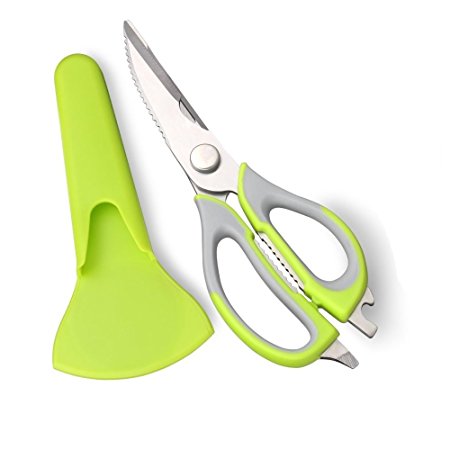 STLSTT Premium Stainless Steel Kitchen Scissors Shears Take Apart with Magnetic – New Style Multipurpose for Heavy Duty, Knife / Cutter / Peeler / Opener / Fish Scale Scraper / Slicer / Nutcracker