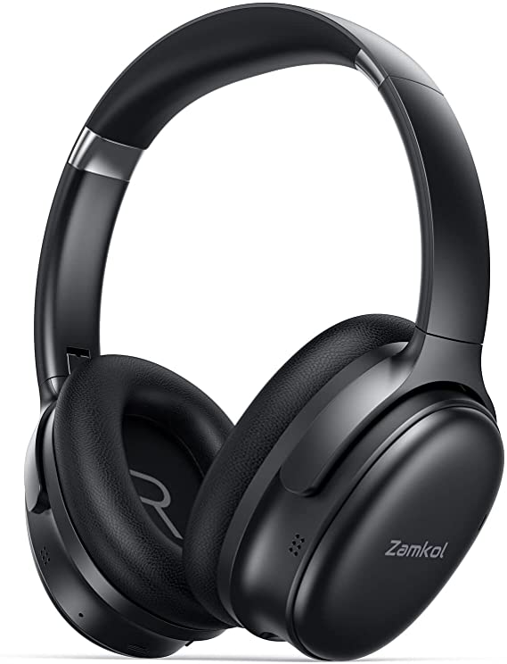 Hybrid Active Noise Cancelling Headphones, Zamkol ZH700 Over Ear Wireless Bluetooth Headphones with CVC 8.0 HD Mic, 30H Playtime, Quick Charge, Hi-Fi Deep Bass, Protein Earpads, for Travel/Work -Black