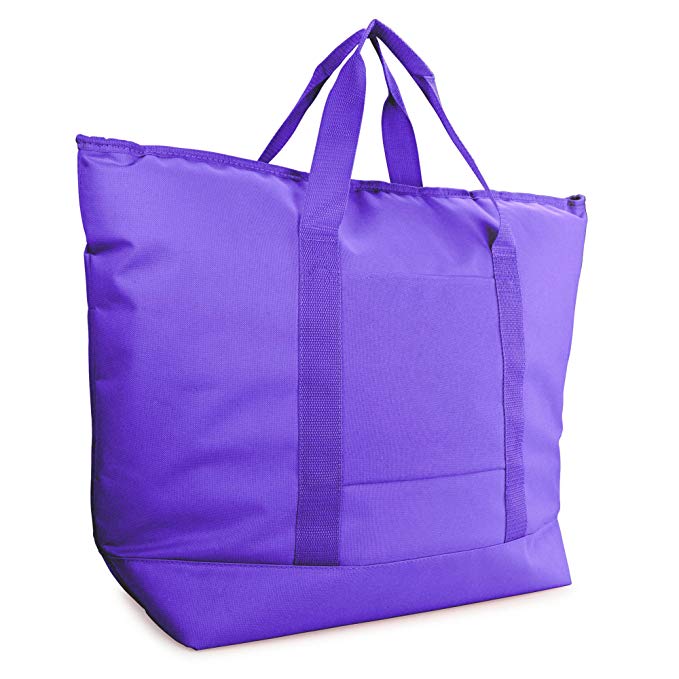 DALIX 25" Large Insulated Tote Cooler Bag w/Zipper in Purple