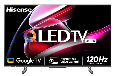 Hisense 108 cm (43 inches) 4K Ultra HD QLED Google TV 43U6K (Gray)