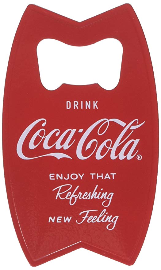 Tablecraft CC343 Stainless Steel Coca-Cola Bottle Opener Fridge Magnet, Red