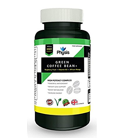 Physis Green Coffee Bean Complex | Perfect Combination Of Natural Ingredients To Promote Weight Loss Support | Containing Raspberry Fruit Extract, African Mango Extract And Cayenne Pepper | Boost Metabolism | Powerful Antioxidant | Increase Energy | Reduce Absorption Of Carbohydrates And Fats | Improve Fat Burning Hormone Adiponectin Functioning | Suitable For Men and Women | 1 Month Supply | 100% Money Back Guarantee.