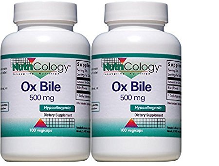 Nutricology Ox Bile, 500 mg, 100 Vegetarian Capsules (2 bottle pack)
