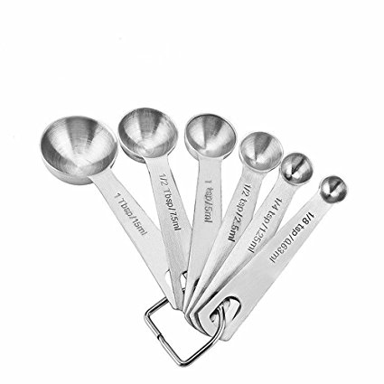 K-Steel Measuring Spoons, 304 Stainless Steel Measuring Spoons set of 6 for Measuring Liquid and Dry Ingredients