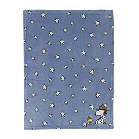 Peanuts Snoopy's Campout Stars Blanket, Blue/White