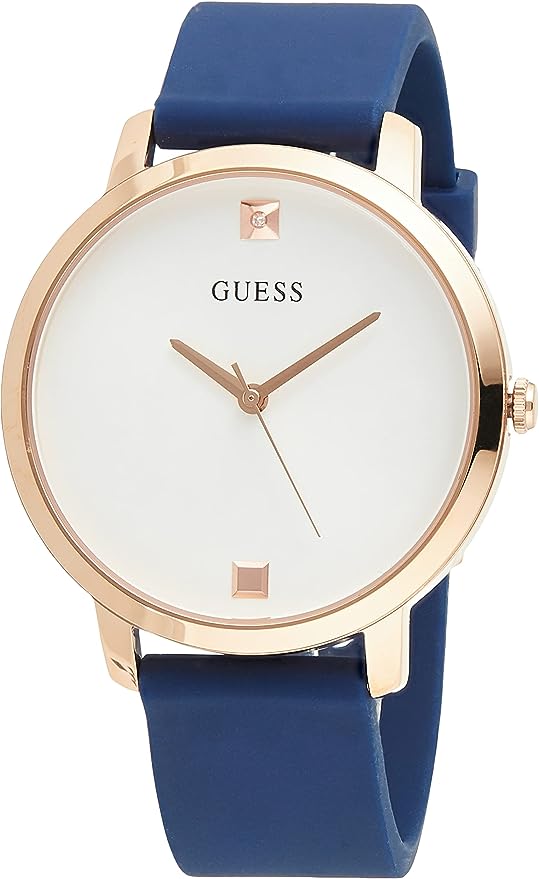 GUESS Women's Stainless Steel Analog Watch with Silicone Strap