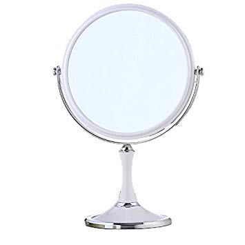 XPXKJ 8-Inch Tabletop Vanity Makeup Mirror with 3X Magnification, Two Sided ABS Decorative Framed European for Bathroom Bedroom Dressing Mirror (Table- Circular)