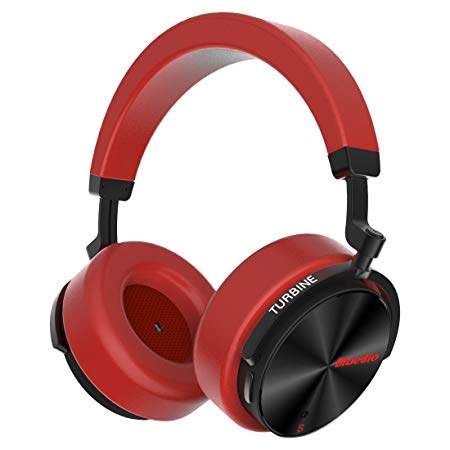 Bluedio T5S Bluetooth Over-ear Headphones Smart Sensor Stereo Wireless Headsets for Music& Phone, Built-in Mic (Red)