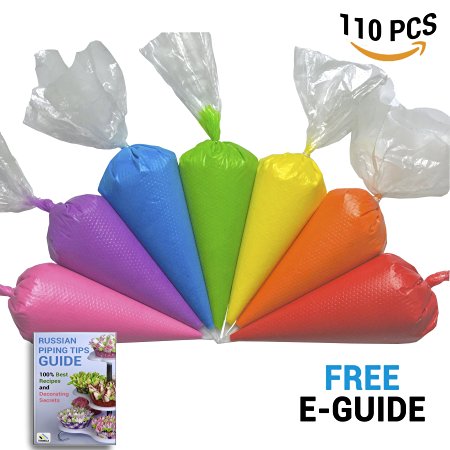 Ternola - PIPING BAG (110 PACK) - For Pastry Decoration. Perfect for Frosting / Icing   Bonus E-GUIDE