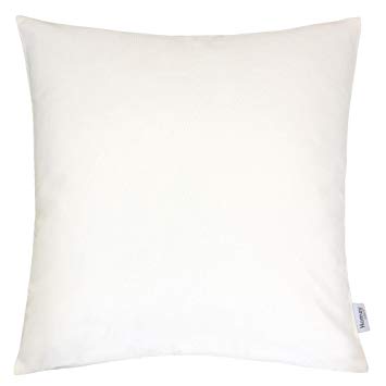 Homey Cozy Outdoor Throw Pillow Cover, Classic Solid Ivory White Large Pillow Cushion Water/UV Fade/Stain-Resistance For Patio Lawn Couch Sofa Lounge 20x20, Cover Only