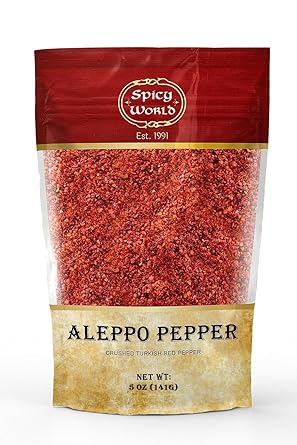 Aleppo Pepper 5 oz (141g) – Halaby Turkish Chili Pepper – Premium Crushed Pepper Flakes by Spicy World