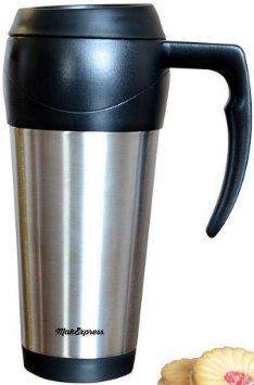 Tumbler Travel Mug Stainless Steel Insulated Vacuum 18 Oz Keeps Drinks Hot or Cold and Prevents Leaks Spills By MakExpress