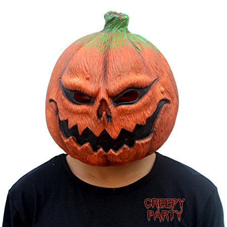 CreepyParty Deluxe Novelty Halloween Costume Party Props Latex Pumpkin Head Mask
