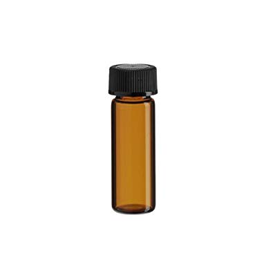 Premium Vials B4702-12 Glass Vial with Screw Cap, 1 Dram Capacity, Amber (Pack of 12)