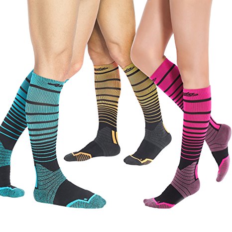 Alvada Multi-Purpose Compression Socks For Women & Men 3D Sock Knitting Technology Graduated Compression Promotes Circulation & Muscle Recovery 1 Pair